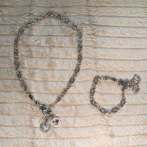 Two hearts matching necklace and bracelet set